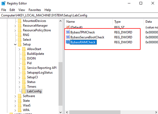 Three DWORD (32 bit) Values