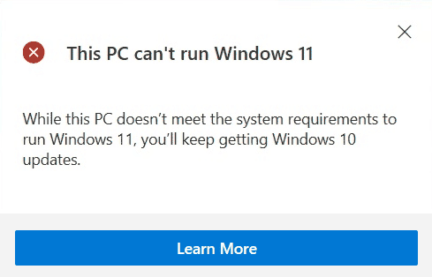 Цей ПК не може працювати з Windows 11