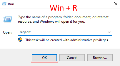 Використання команди regedit