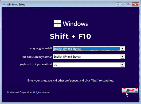 Standard Windows installation window