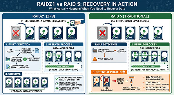 RAIDZ1 чи RAID 5: що відбувається насправді під час відновлення даних