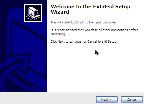 Встановлення драйвера EXT2FSD
