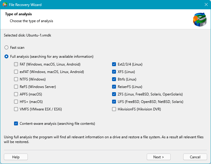 Аналіз віртуального диска VMware VMDK у RS Partition Recovery Аналіз віртуального диска VMware VMDK у RS Partition Recovery